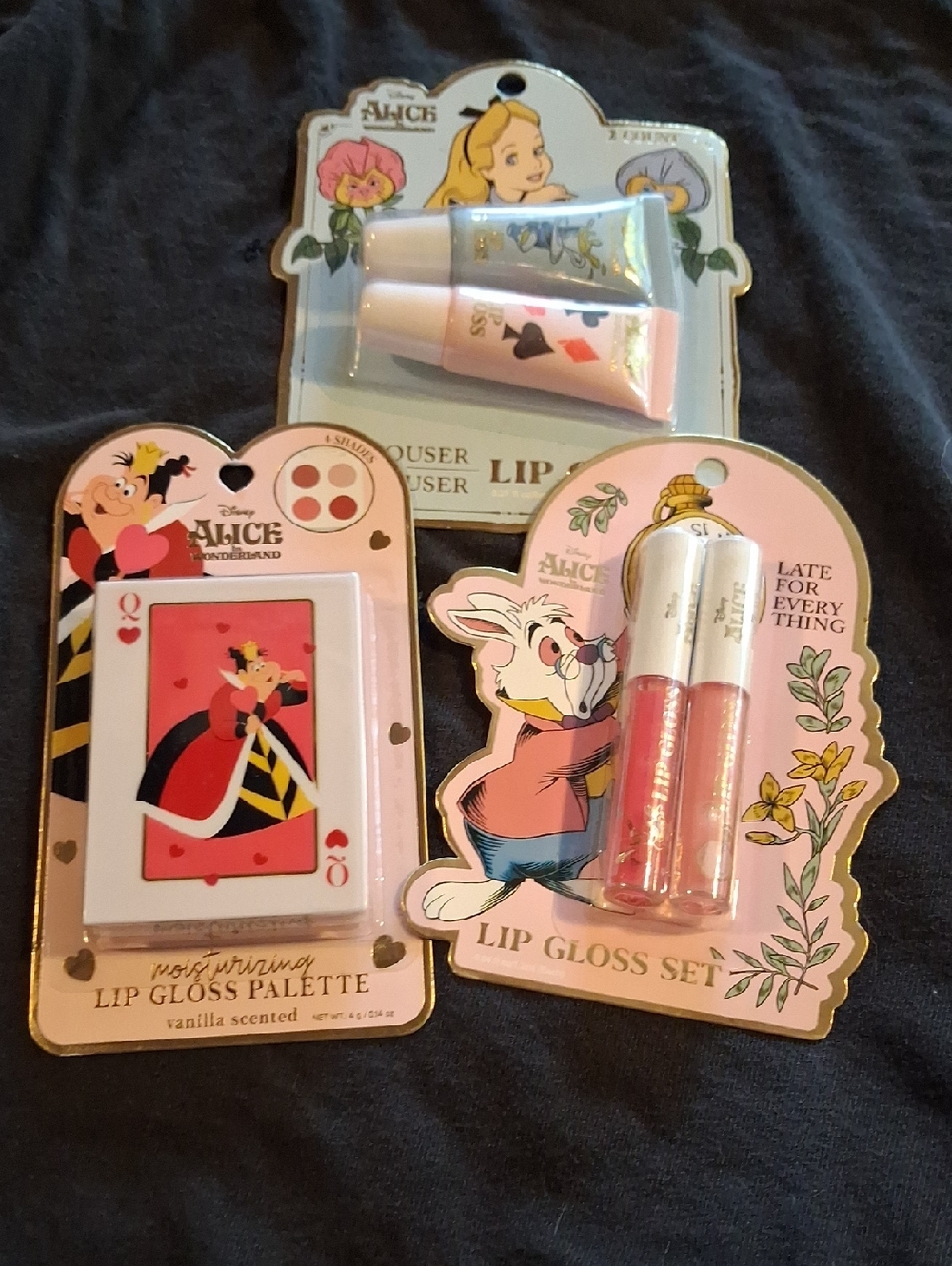 Disney Alice in Wonderland Lip Gloss Trio and Mini Lip Tubes - Pink, White